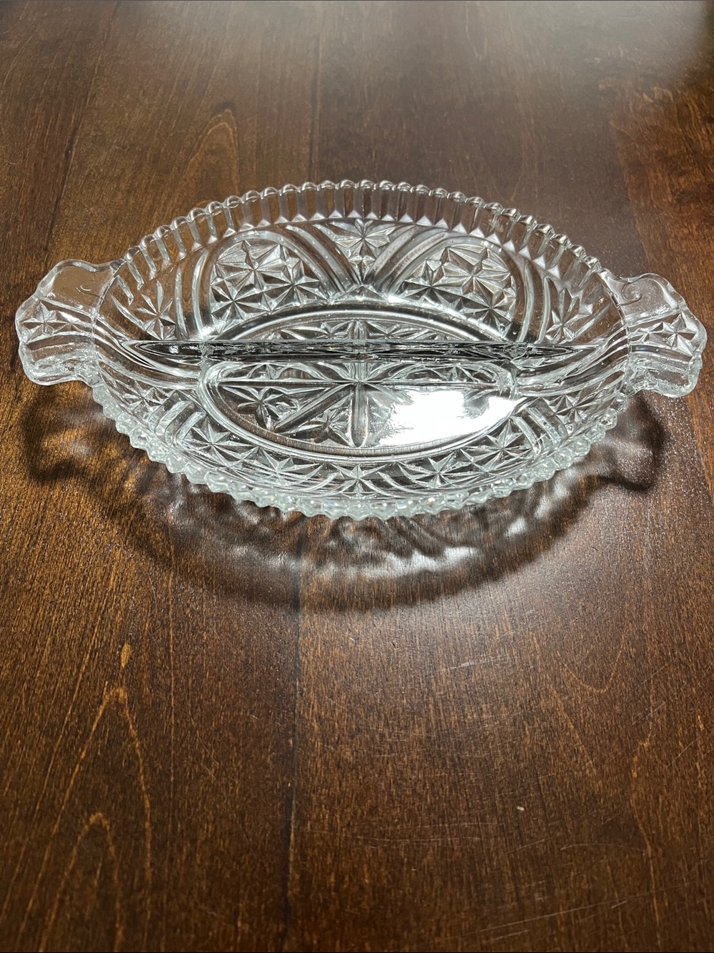 Vintage Pressed Glass Divided Serving Dish - Clear